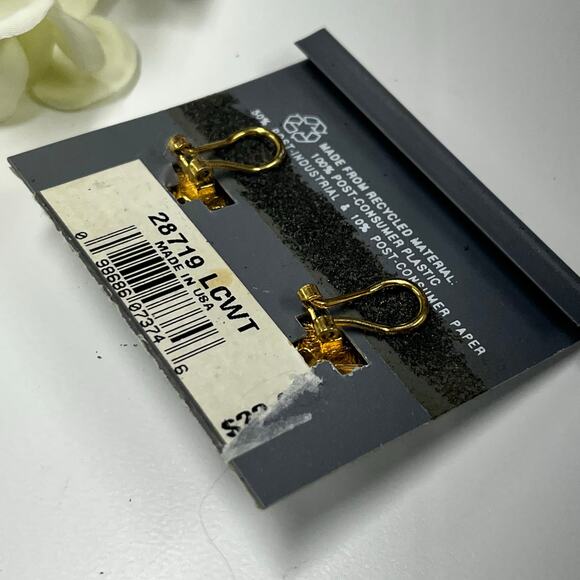 Liz Claiborne Vintage 80's Faux Pearl Clip Earrings New Old Stock - Picture 5 of 5